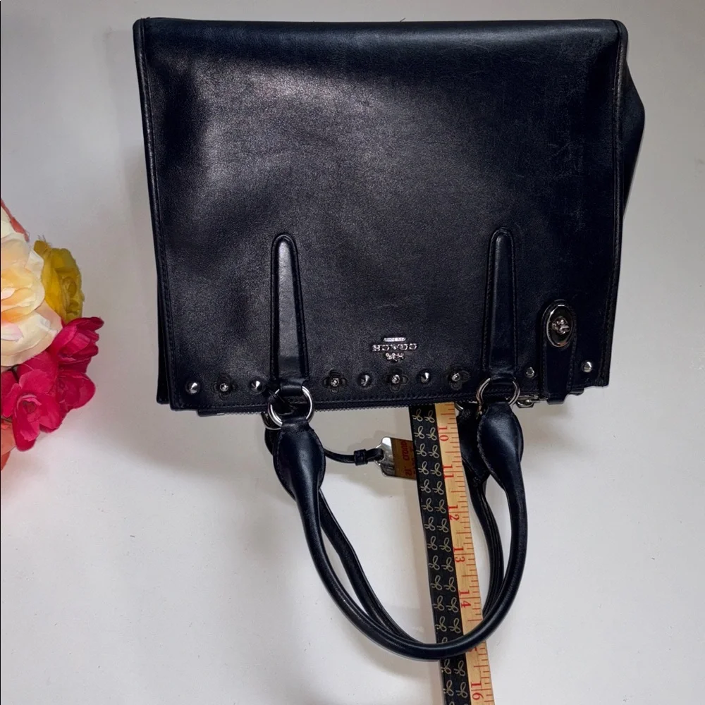 Coach Crosby Carryall with Floral Rivets in navy leather Coach NAVY BLUE LEATHER